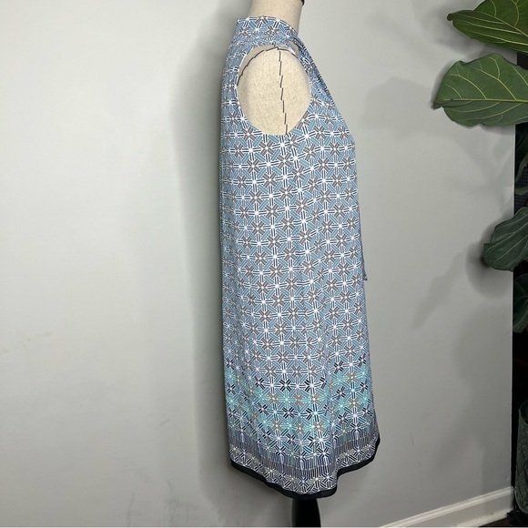 Max Studio shift dress v-neck neck tie geometric pattern midi dress size XS - Picture 2 of 9